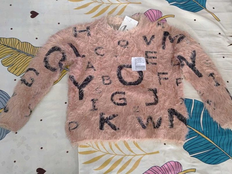 Cute Fuzzy Letter Sweater For kids