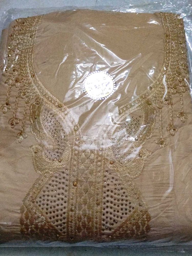 Embroidered Beige Salwar Kameez