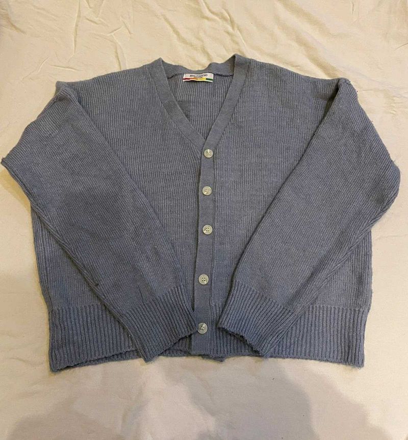 Korean Blue Knit Cardigan