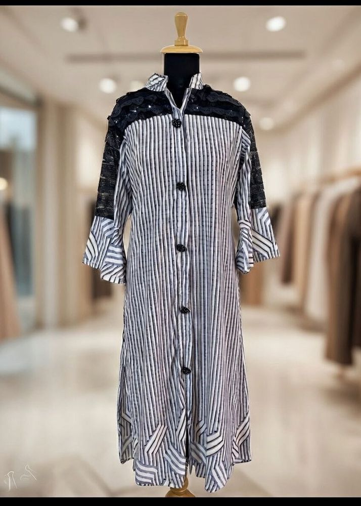 Sale @ Striped Shirt kurti  with Lace Detail