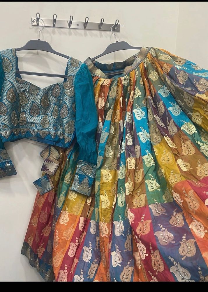 Blue And Multi Color Sequin Lehanga