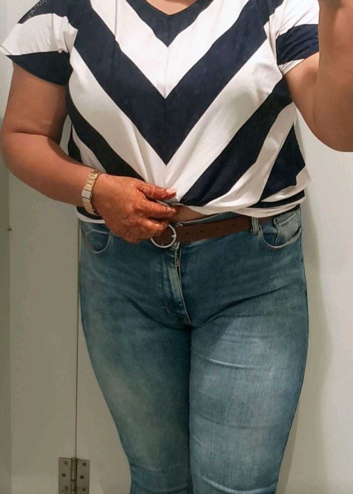 Striped Tie-Front Top