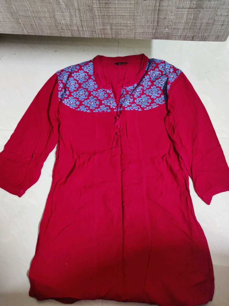 Elegant Red Printed Kurti