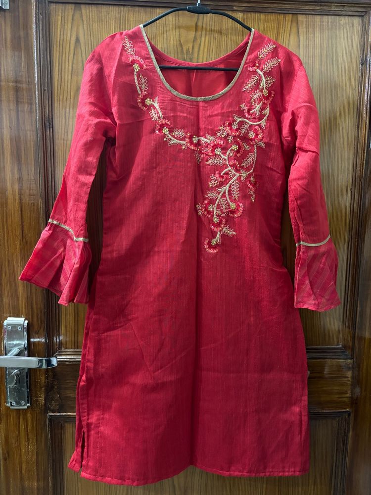 Red co ord set with dupatta