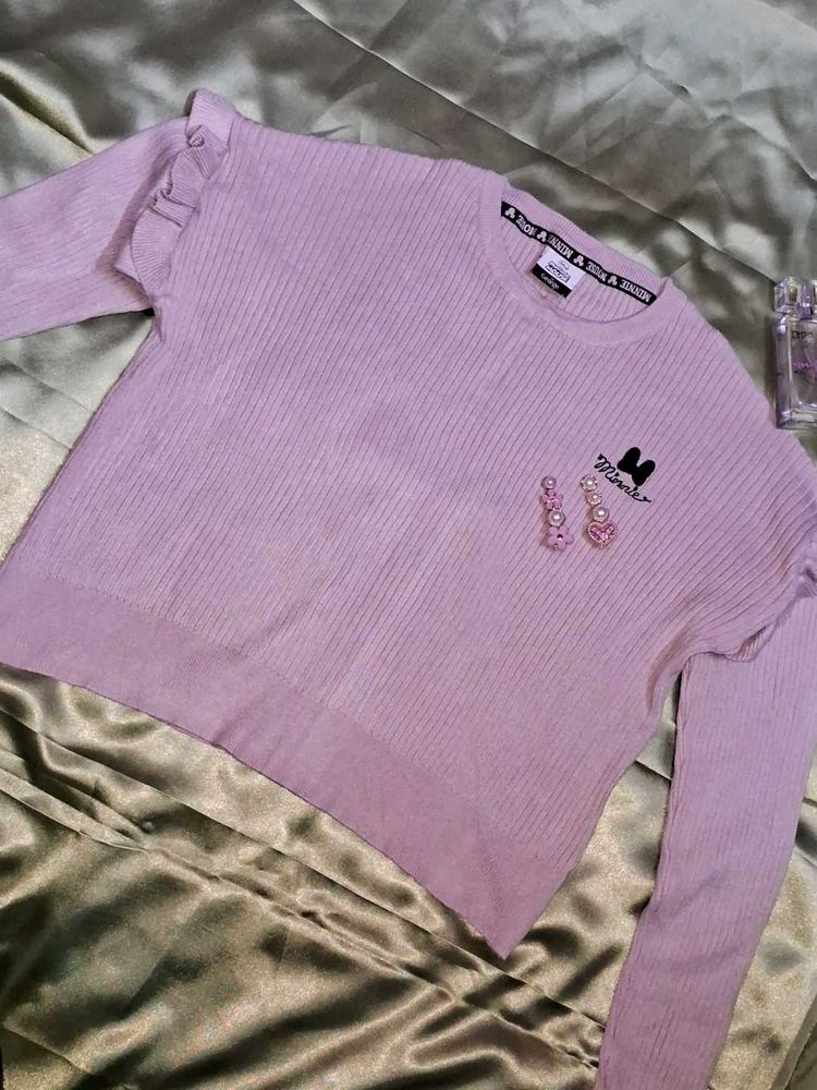 Minnie Mouse Lavender Knit Top