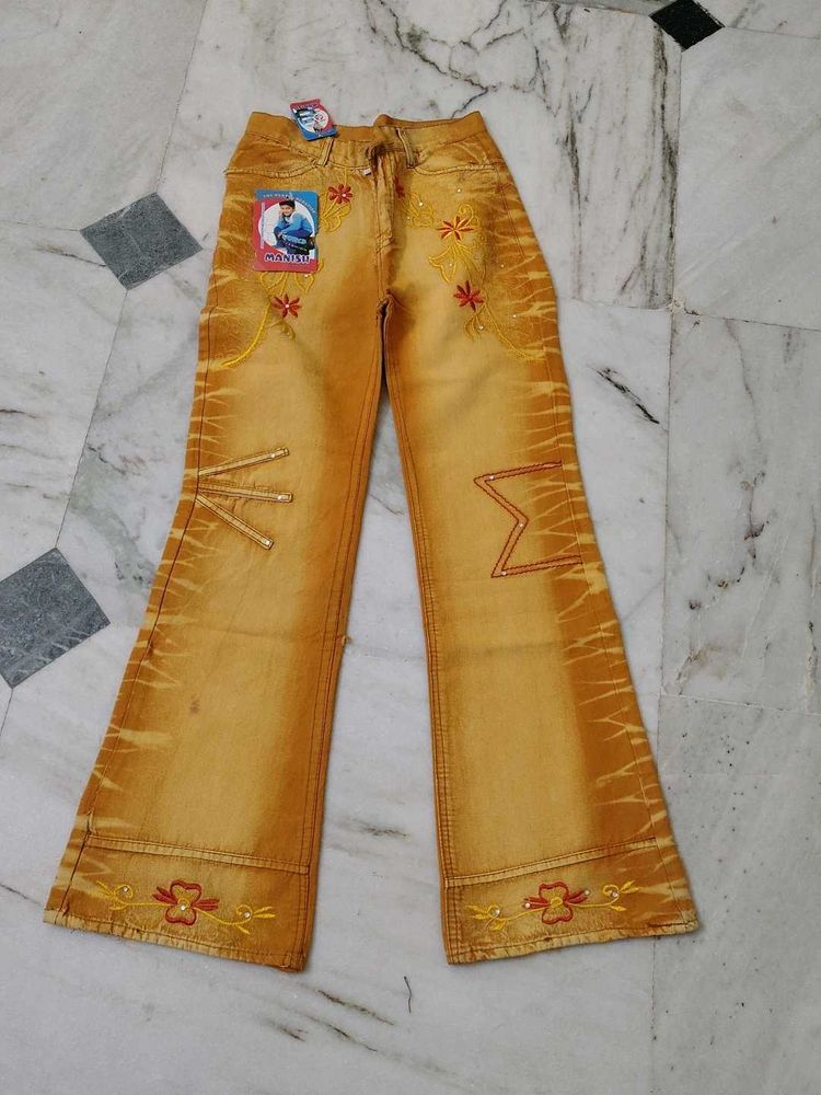 Embroidered Flare Leg Jeans
