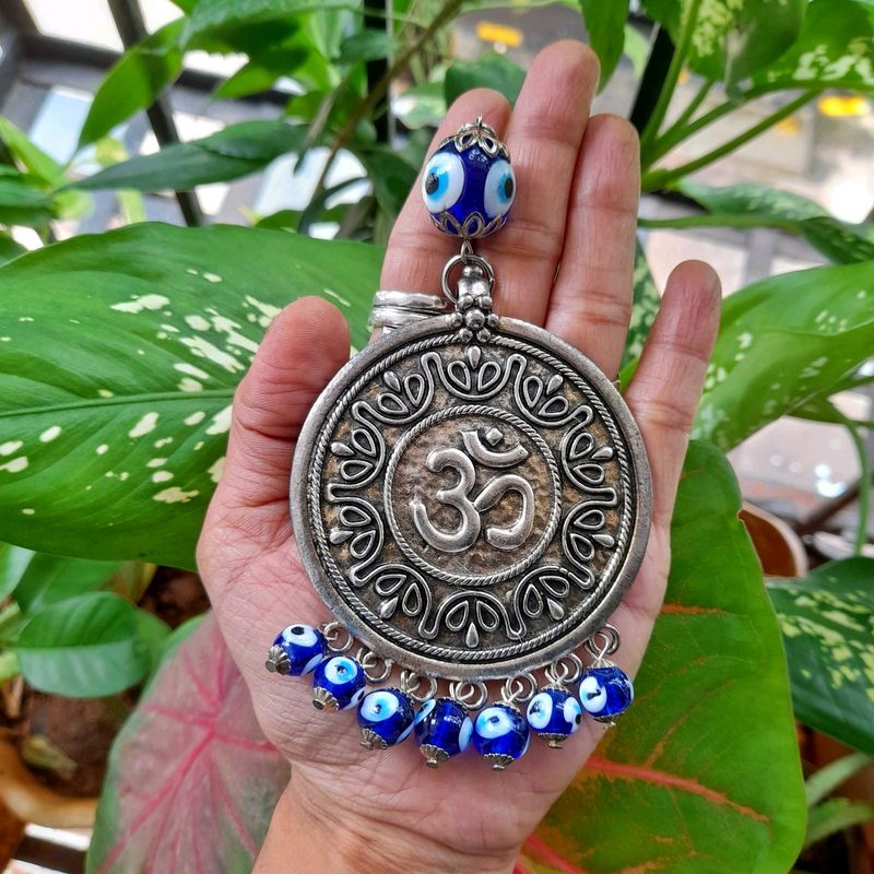 Om &amp; Evil eye Protection Metal Hanging