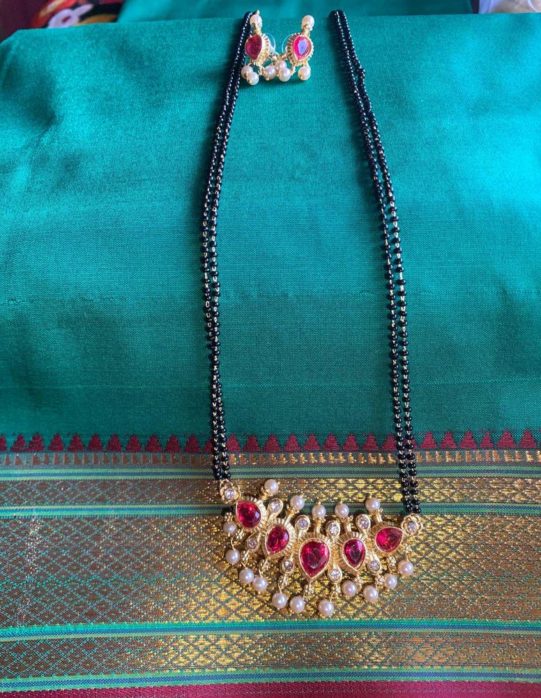 Red And Green  Stone Mangalsutra Set