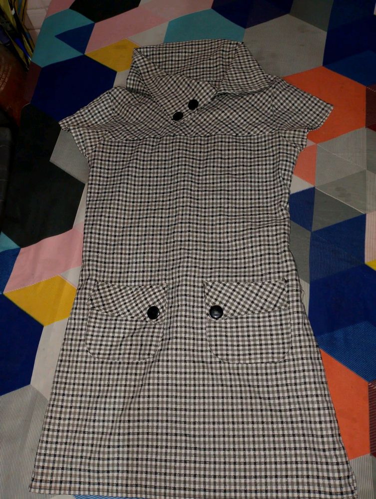 Women&#39;s Black And White Staight Midi Dress