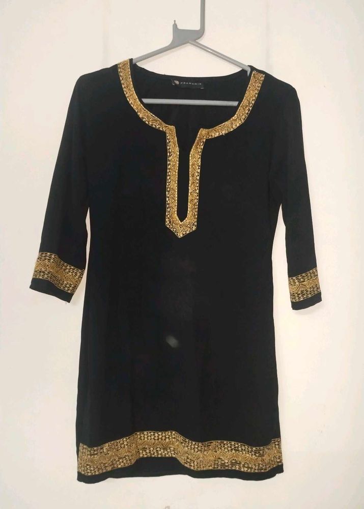 Zara Black &amp; Gold Embellished Tunic