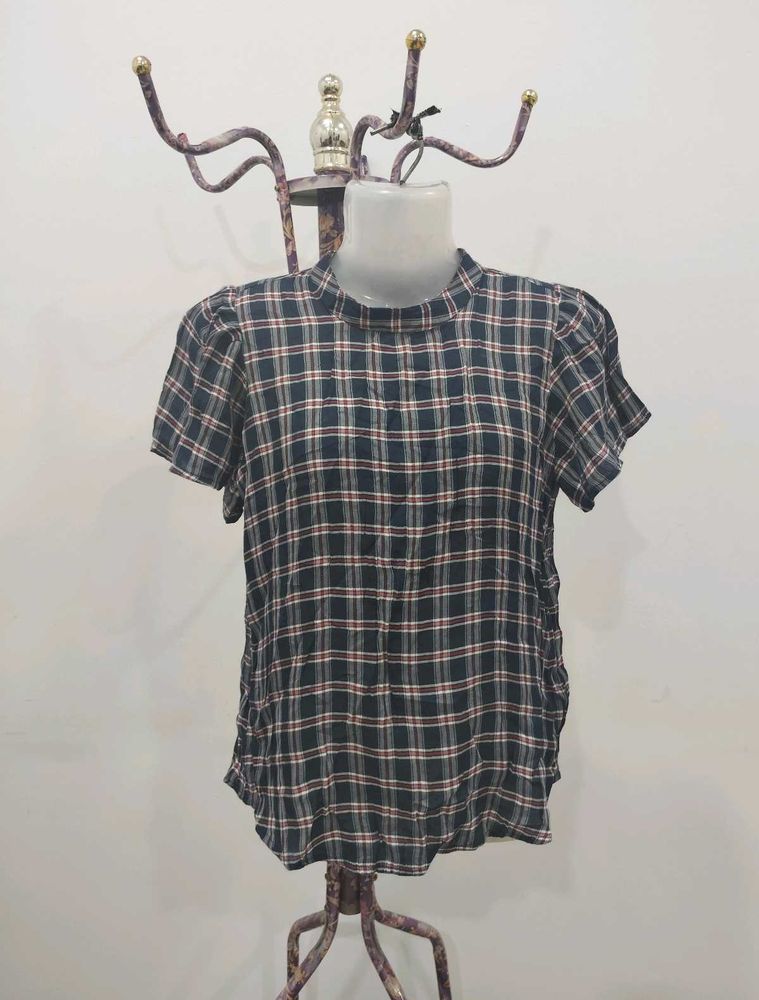Plaid Mock Neck Top