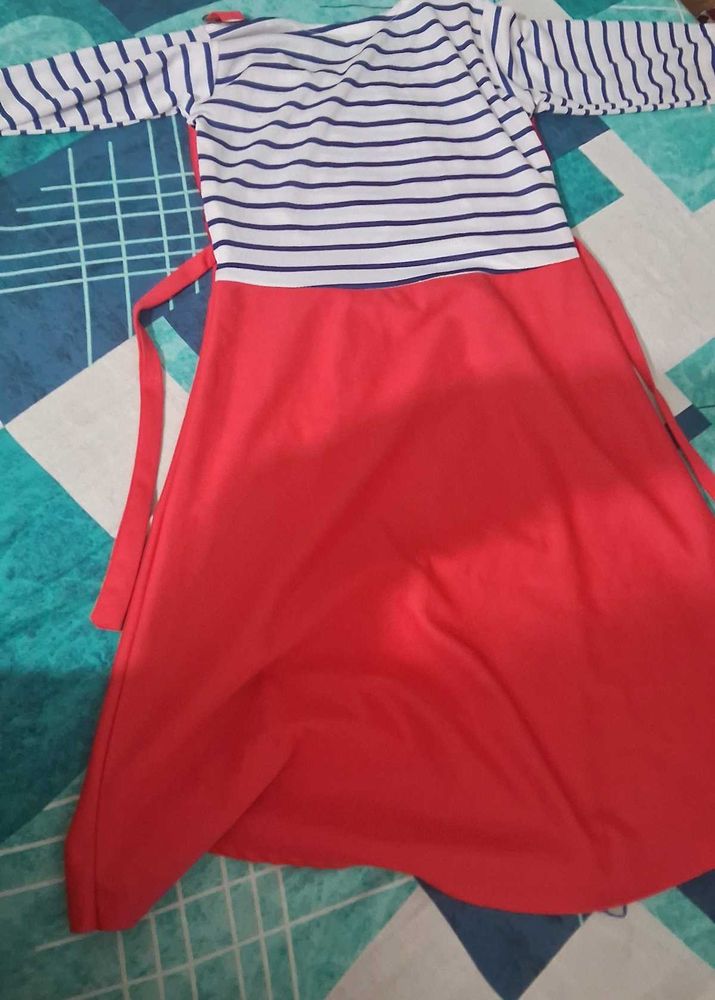 Striped &amp; Red Girls Dress