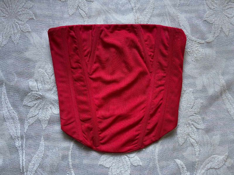 Bold Red Strapless Corset Bustier Top