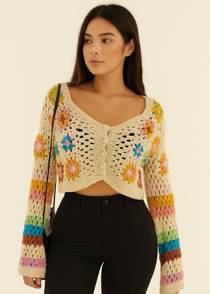 Multicoloured Crochet Top