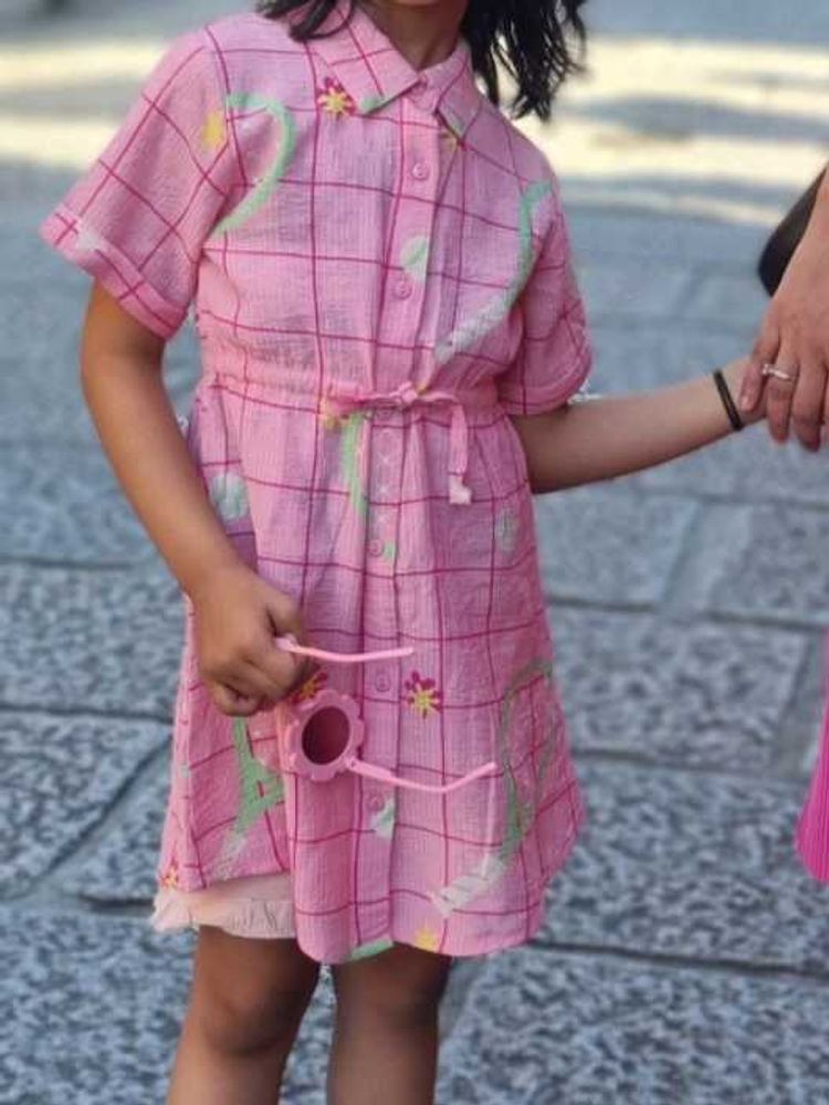 Cute Pink Checked Dress