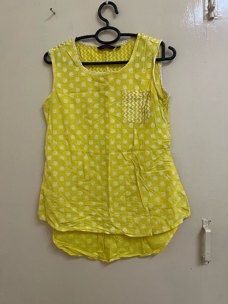 Yellow Printed Top