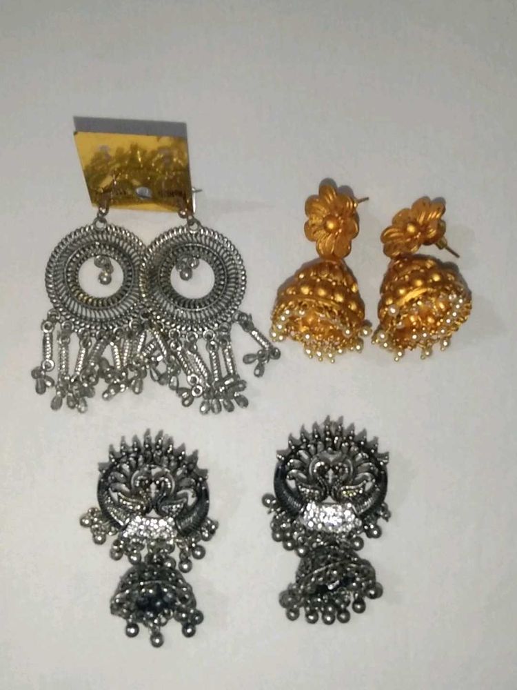 Earrings Jhumkas Set of 3