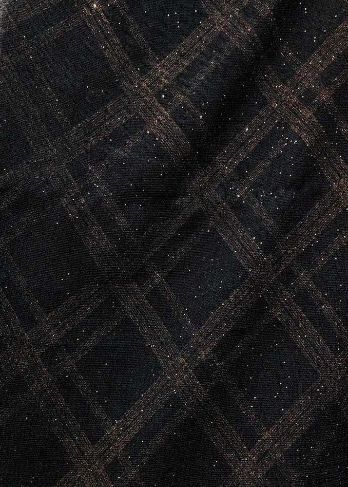 Sparkling Black Plaid Fabric