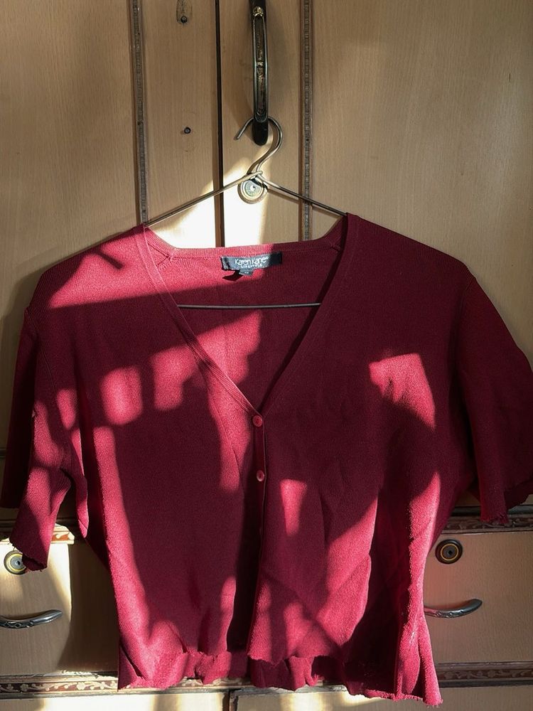 Burgundy Button-Down Top