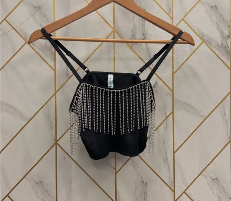 Newme Rhinestone Crop Top