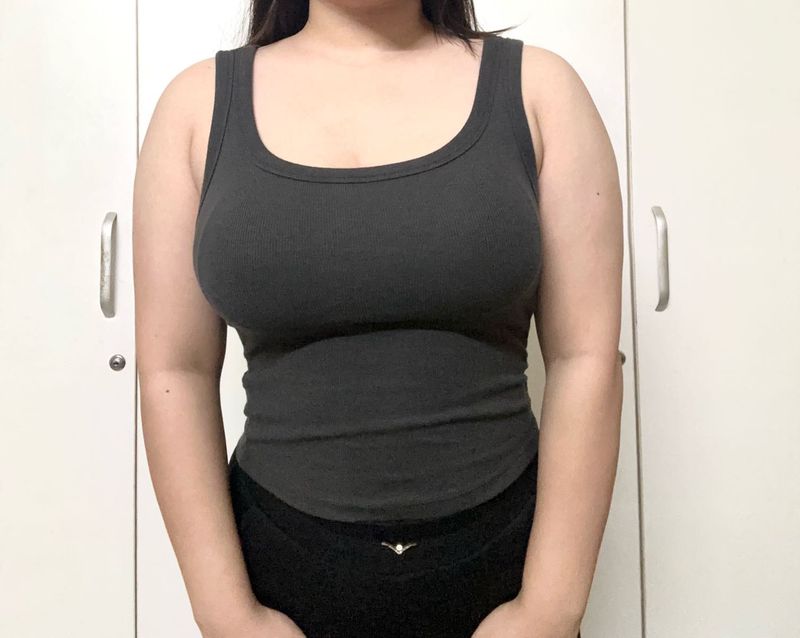 Gray built in bra Tank Top
