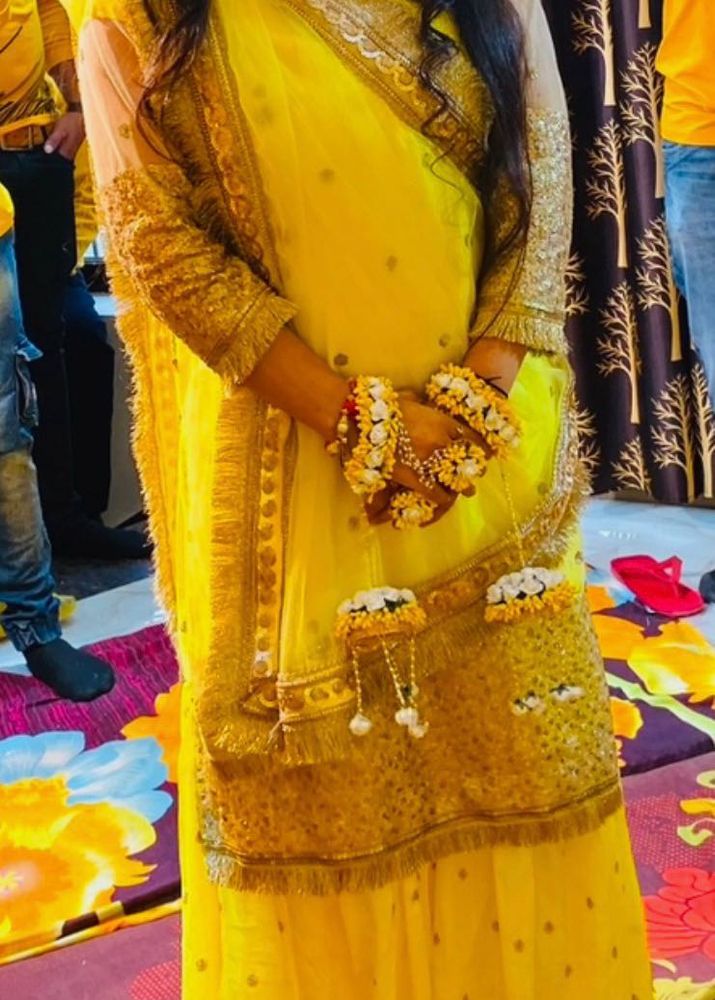 Yellow Sharara. For Halfi Occasion
