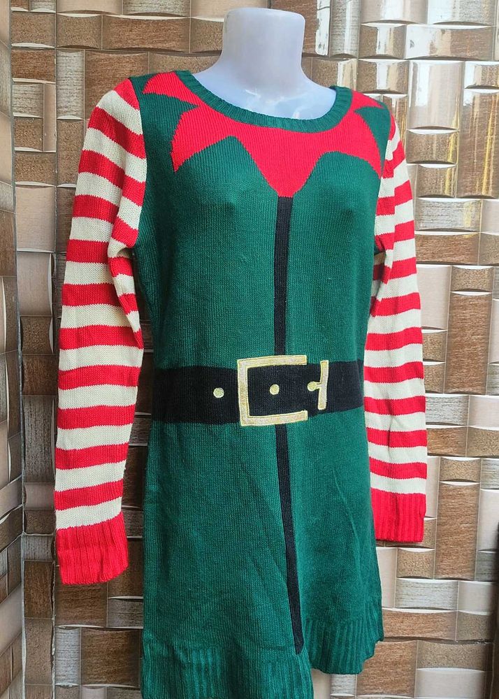 Elf Christmas Sweater Dress
