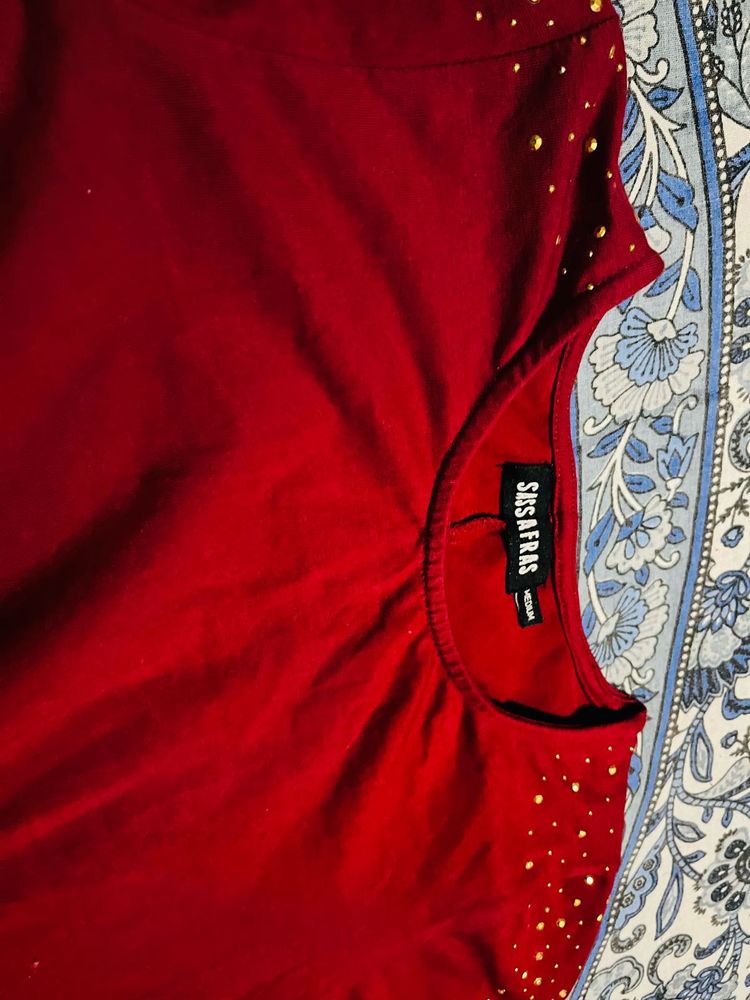 SASSAFRAS Red Embellished dress
