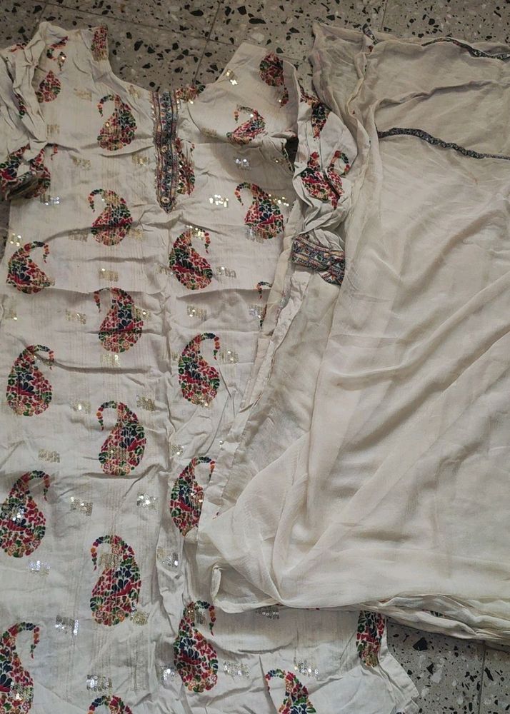 Cotton Top Nd Shiffon Dupatta No Bottom