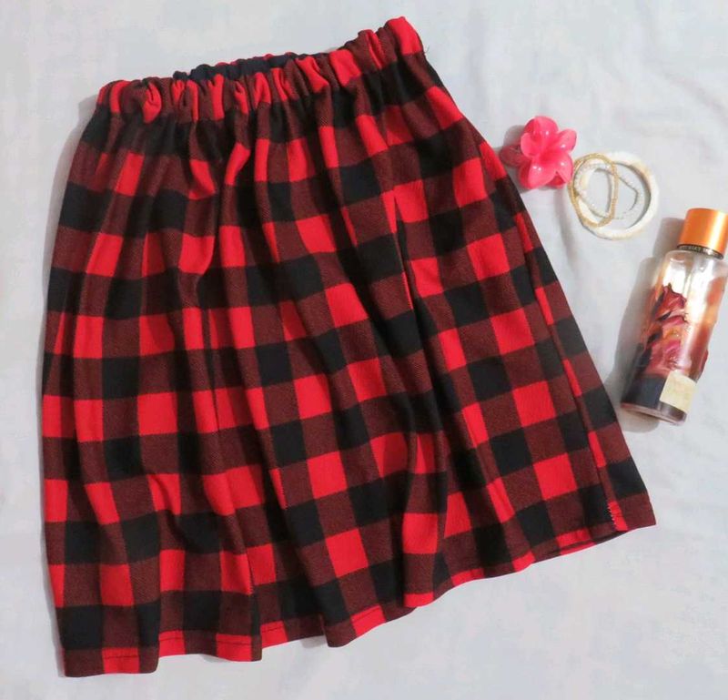 Red &amp; Black Plaid Skirt