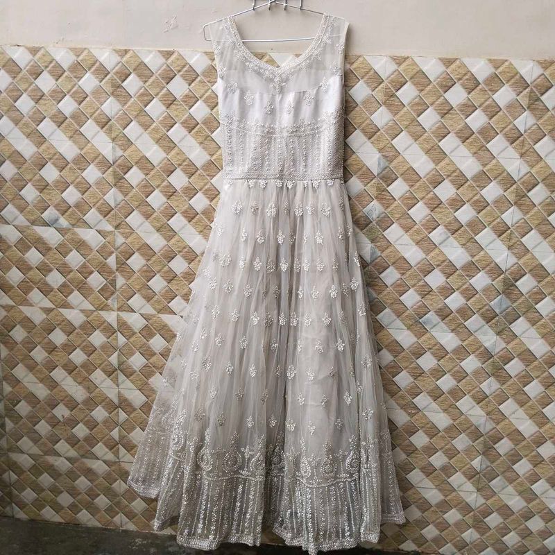 Elegant White Embroidered Gown