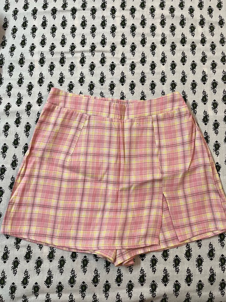 Pink Plaid Skort