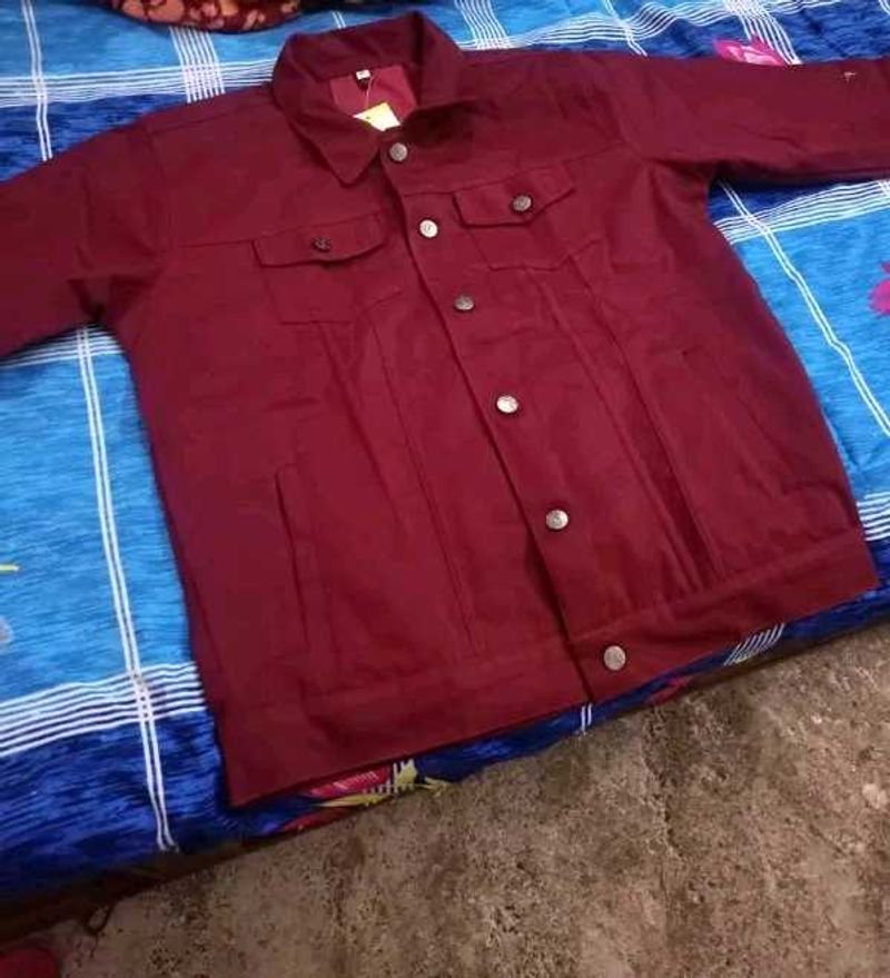 Marroon Denim Jacket For Mens