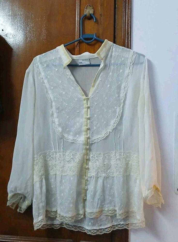 Elegant Sheer Button-Down Blouse