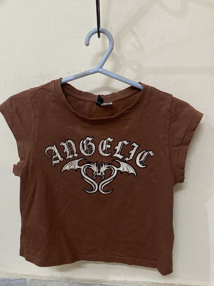 Brown 'Angelic' Graphic Tee