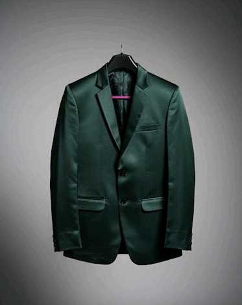 tailored Emerald Green Satin Blazer