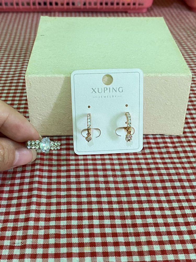 Anti Tarnish Earring &amp; Adjustable Finger Ring Comb