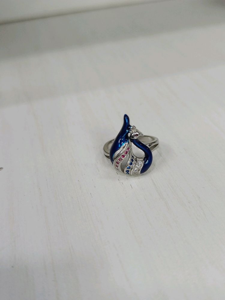 Silver 92.5 Peacock Design Size 10 (3.9gms)