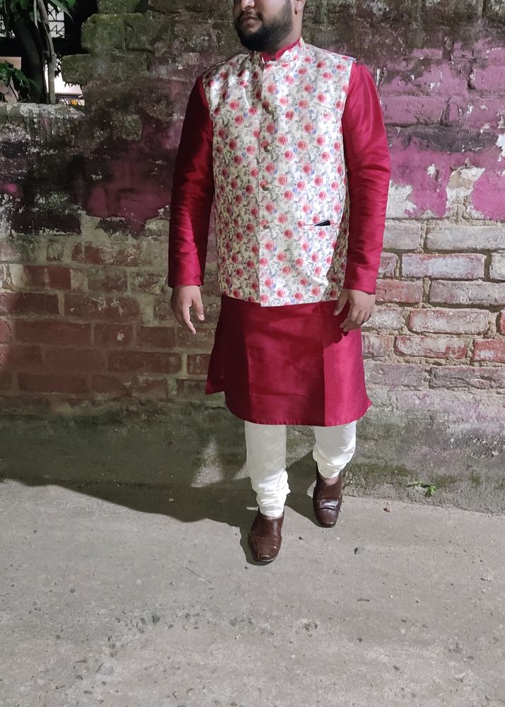 Kurta Pajama Floral Neheru Jacket