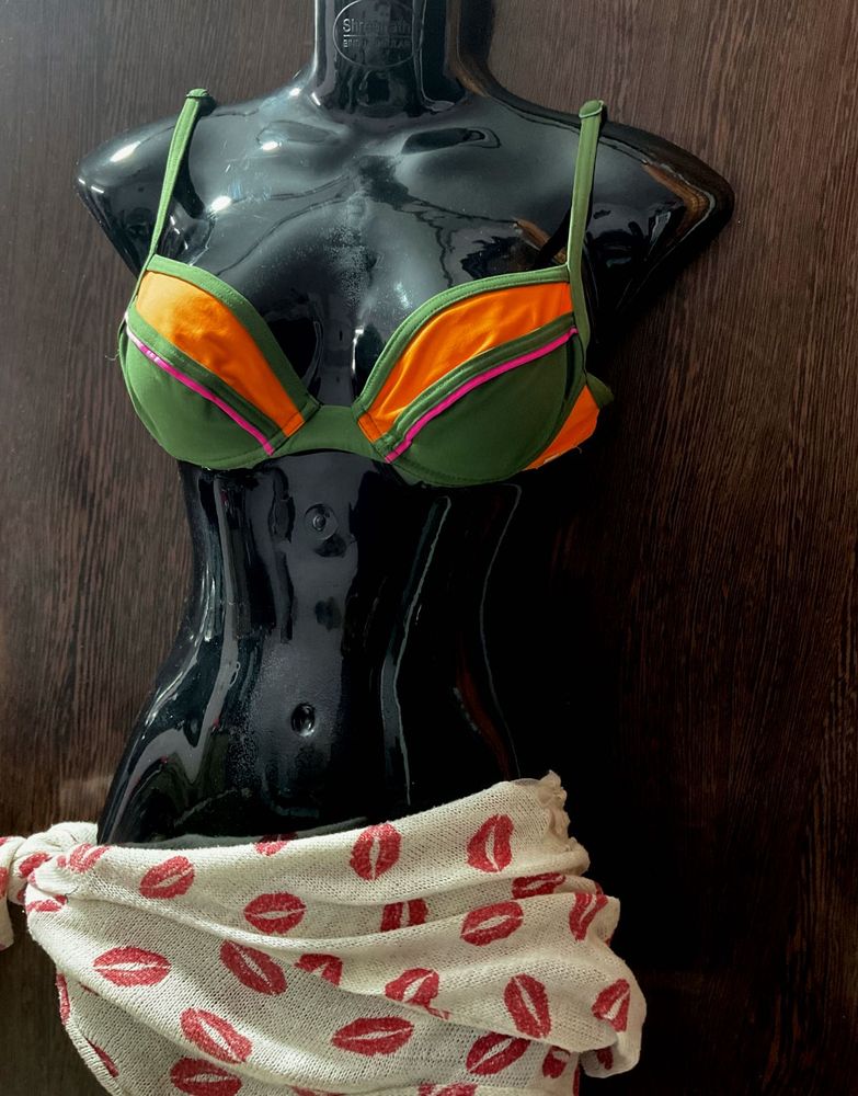 Skinny Aqua Bikini Top