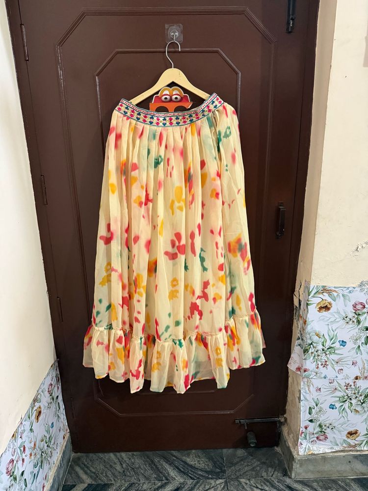 Cream Embroidered Lehanga