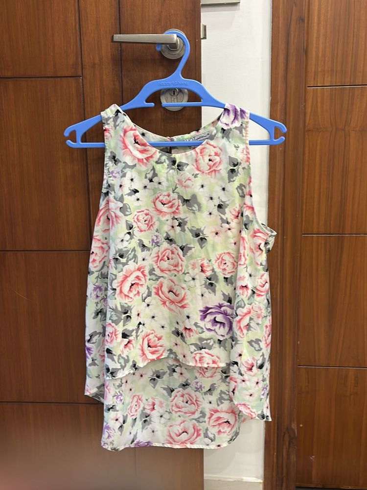 Floral High-Low Tank Top