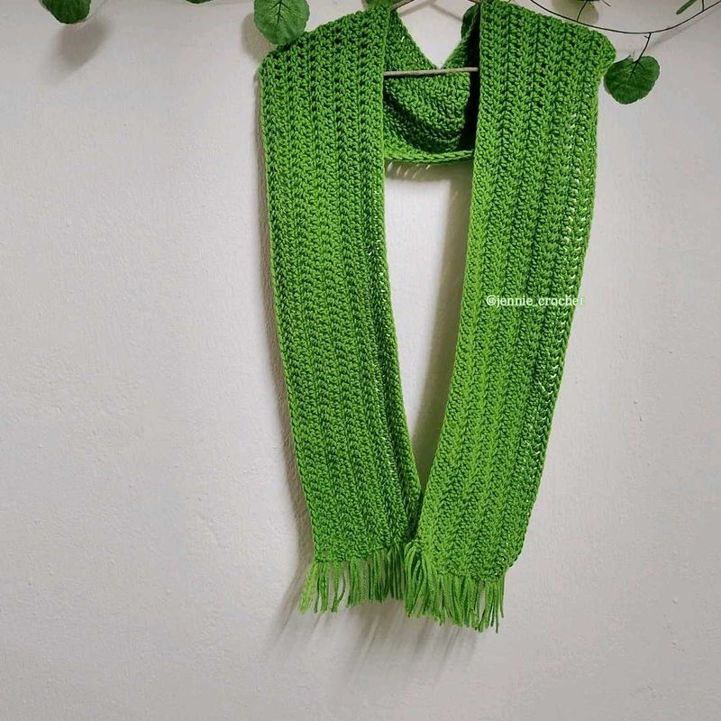 Crochet Scarf mitsy inspired- Bright Green
