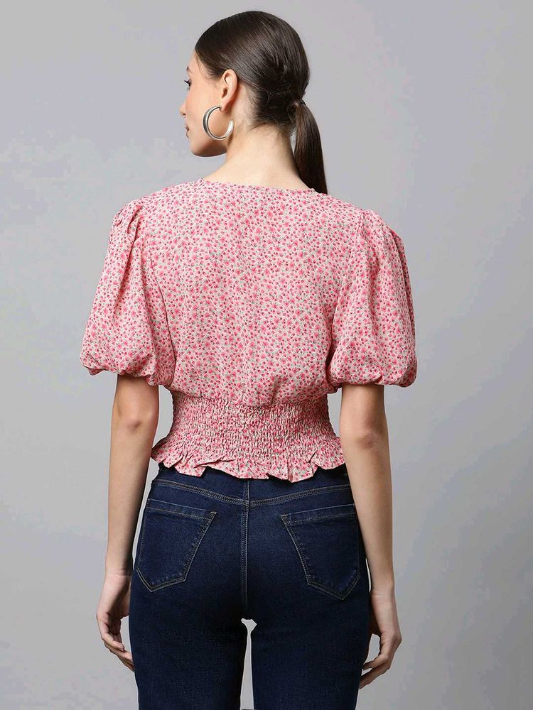 Floral Print Puff Sleeve Top
