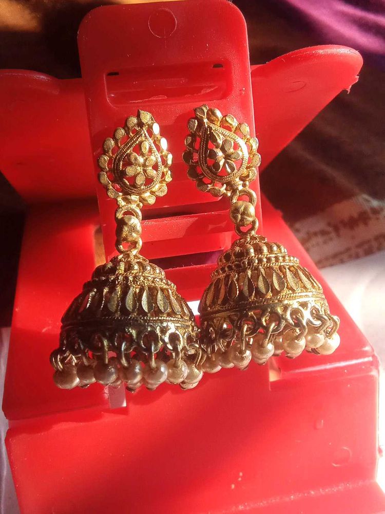 Golden Jhumka Earrings