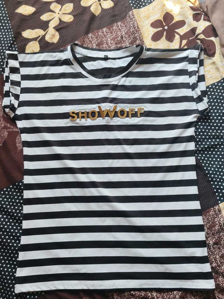 Striped &#39;Show Off&#39; Tee