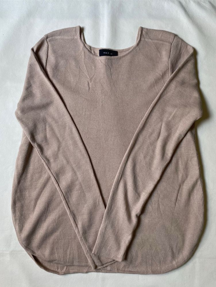 Beige Long Sleeve Top