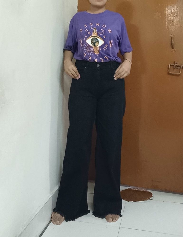 High Waisted Black Wide Leg Jeans