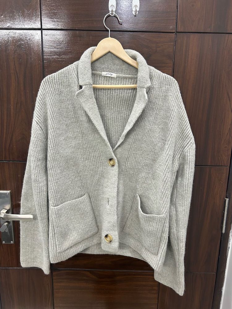 loose fit Grey  Knit Cardigan