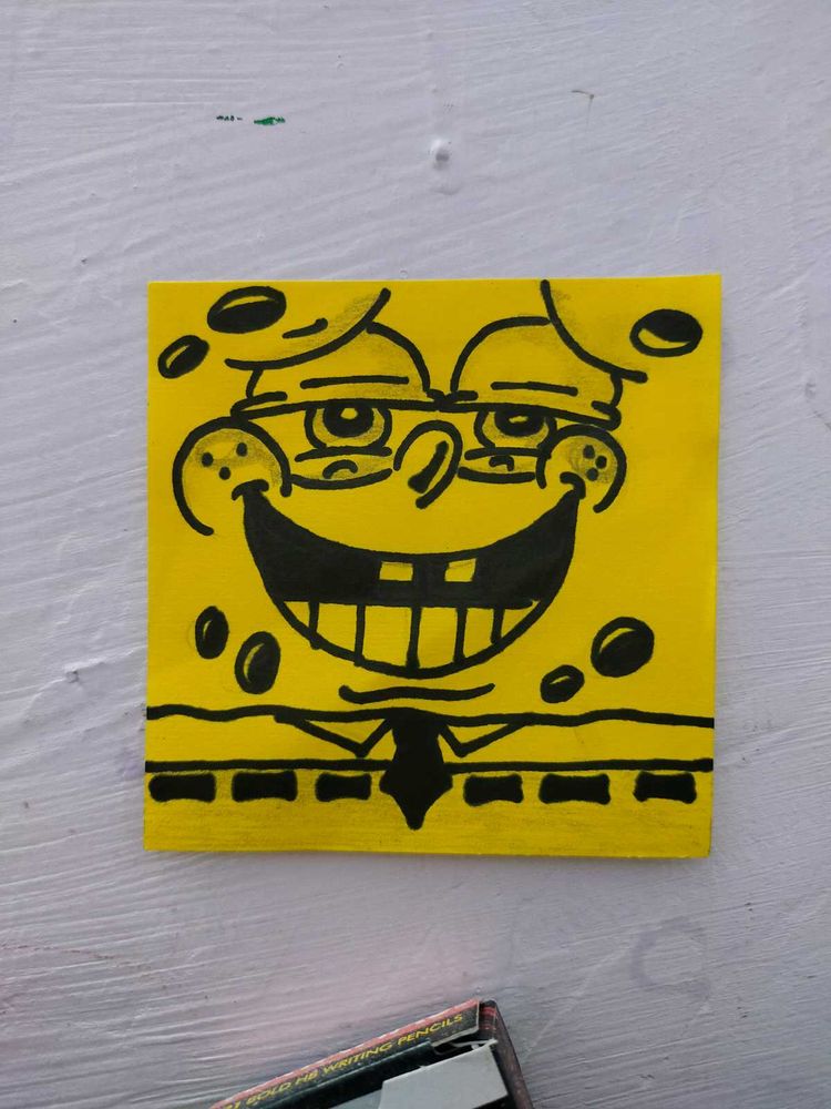 SpongeBob Drawing On Sticky notes Aesthetic